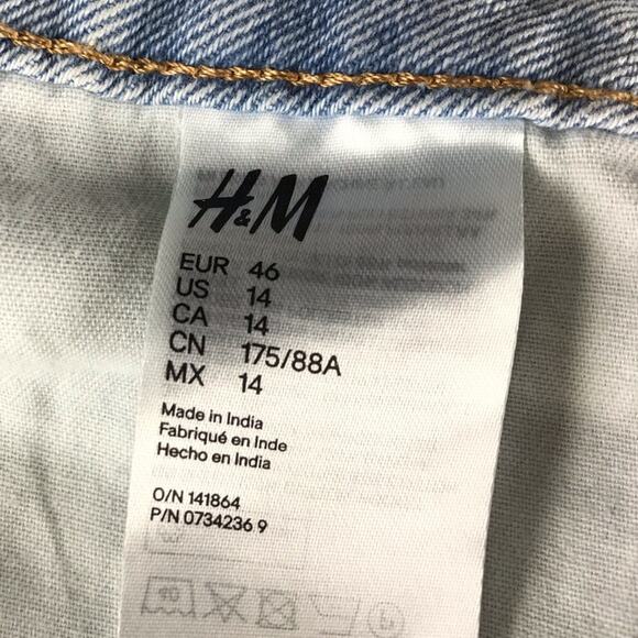 NWOT H&M Button fly, Raw-edge, Short Denim Skirt Sz 14 - Picture 10 of 11